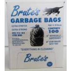 BRUTE CLEANERS WAREHOUSE BRUTE BLACK GARBAGE BAGS 72-82LT HEAVY DUTY CTN 100