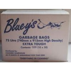 CWB CLEANERS WAREHOUSE BLUEYS 75LT BLUE GARBAGE BAGS CTN 500