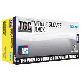 16001 TGC BLACK NITRILE DISPOSIBLE GLOVES BOX 100