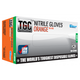 160030 TGC ORANGE NITRILE DISPOSIBLE GLOVES BOX 100
