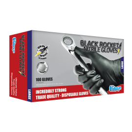 TGC Black Rocket Disposable Nitrile Gloves Small- latex, vinyl and powder free